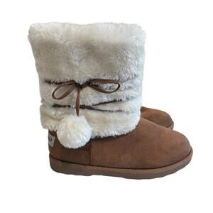 Makalu California Iceland Faux Fur Brown Suede Style Girls‎ Boots Sz 4